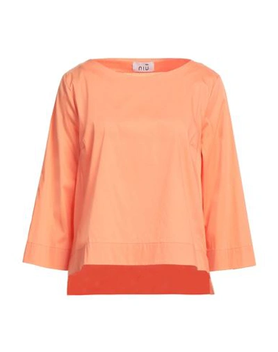 Shop Niū Woman Top Apricot Size M Cotton, Polyamide, Elastane In Orange