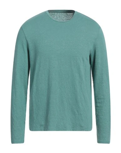 Shop Majestic Filatures Man Sweater Turquoise Size M Linen, Elastane In Blue