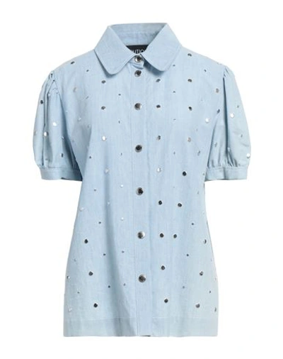 Shop Boutique Moschino Woman Shirt Blue Size 14 Cotton