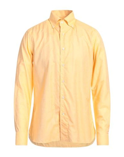 Shop Sonrisa Man Shirt Apricot Size 17 Cotton, Linen In Orange