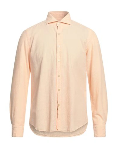 Shop Ghirardelli Man Shirt Apricot Size 16 Cotton In Orange