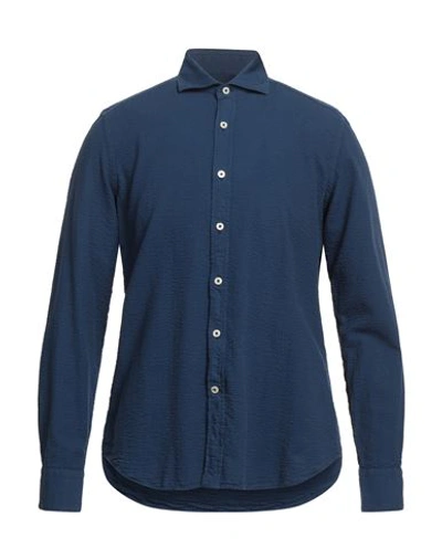 Ghirardelli Man Shirt Blue Size 17 Cotton In Blue