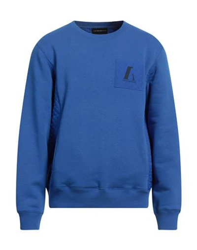 Emporio Armani Man Sweatshirt Bright Blue Size M Cotton, Polyester, Elastane In Blue