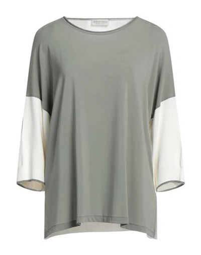 Le Tricot Perugia Woman T-shirt Sage Green Size S Viscose, Polyamide, Elastane, Polyester, Cotton In Sage Green