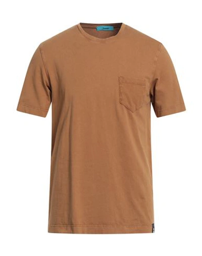 Shop Drumohr Man T-shirt Camel Size M Cotton In Beige
