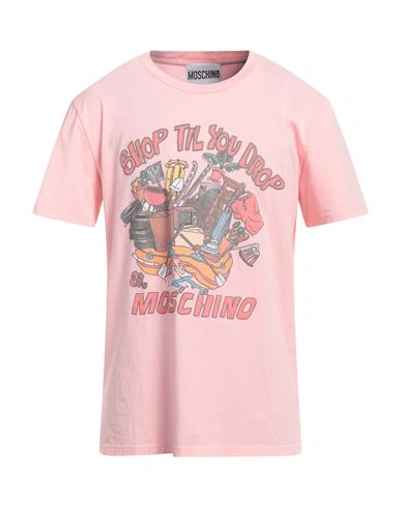 Shop Moschino Man T-shirt Pink Size 42 Cotton