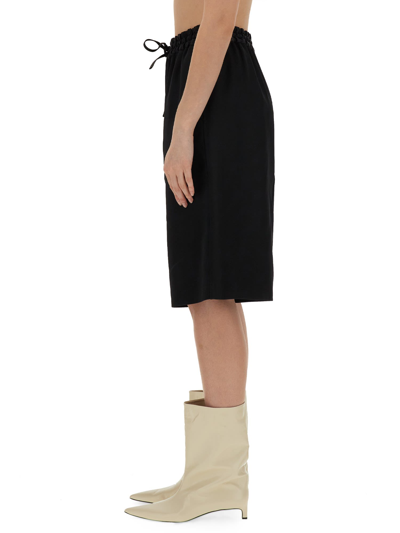 Jil Sander Wide Leg Bermuda Shorts In Black