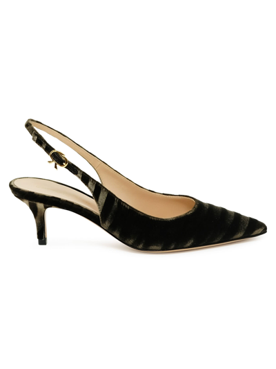 Shop Gianvito Rossi Mink Zebra Print Velvet Pumps In Brown