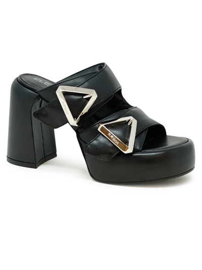 Shop Elena Iachi Black Leather Sandals