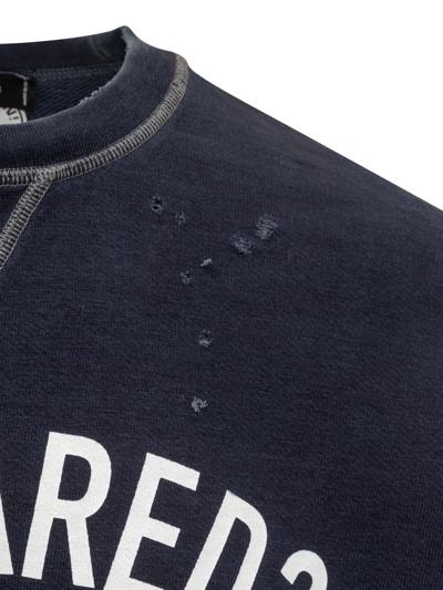 Shop Dsquared2 Ruined Sweatshirt In Navy Blue