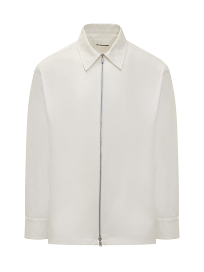 Jil Sander Zippered Shirt With Buttoned Cuffs In White