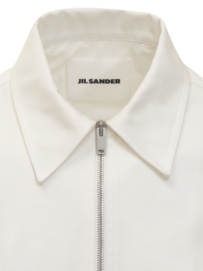 Jil Sander Zippered Shirt With Buttoned Cuffs In White