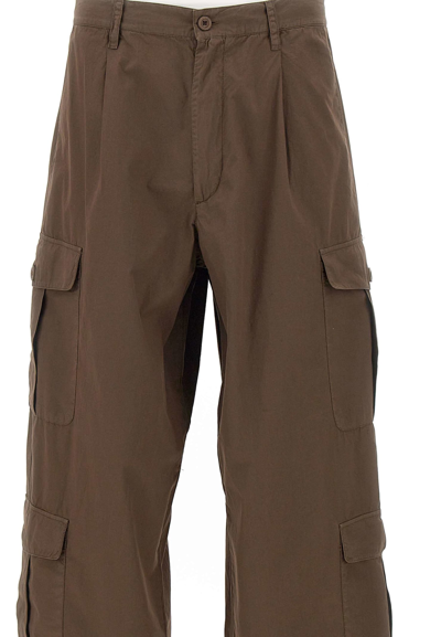 Shop Emporio Armani Organic Cotton Trousers In Brown