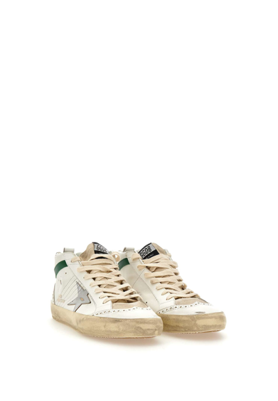 Shop Golden Goose Mid Star Classic Sneakers In White-silver-green
