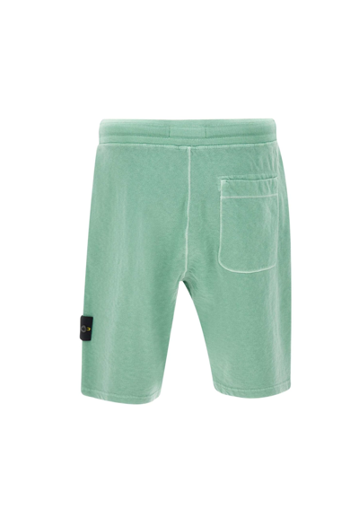 Shop Stone Island Cotton Shorts In Green