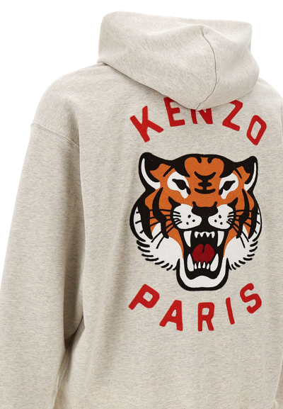 Shop Kenzo Lucky Tiger Cotton Sweatshirt In Grey