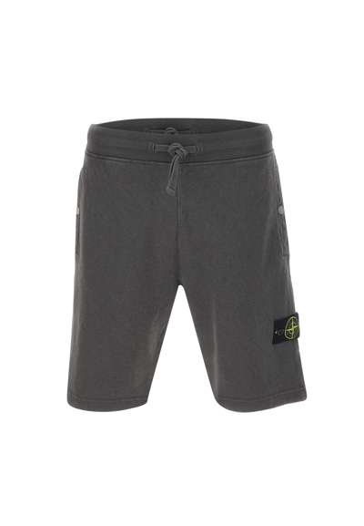Shop Stone Island Shorts In Cotton In Grey
