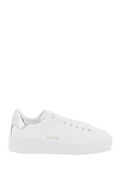 Shop Golden Goose Pure-star Sneakers In White Silver (silver)