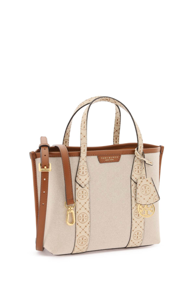 Shop Tory Burch Small Canvas Perry Shopping Bag In New Cream (beige)
