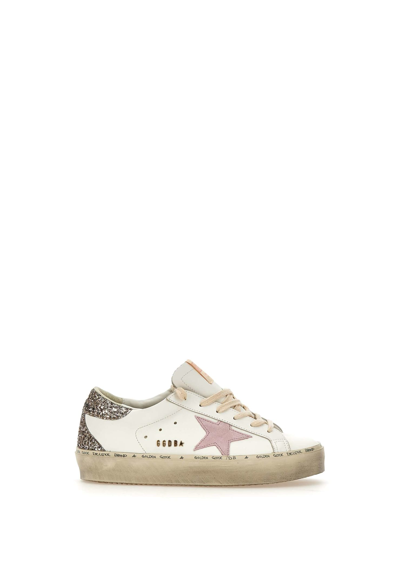 Shop Golden Goose Hi Star Classic Sneakers In White-pink