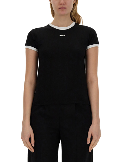 Shop Msgm T-shirt With Logo In Nero