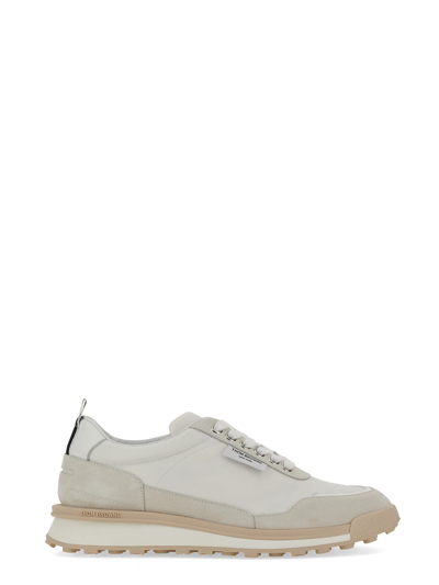 Shop Thom Browne Leather Sneaker In Bianco