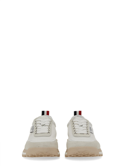 Shop Thom Browne Leather Sneaker In Bianco
