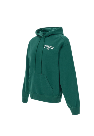 Shop Carhartt Onyx Script Cotton Sweatshirt In Green