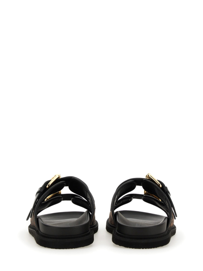 Shop Moschino Slide Sandal With Logo In Nero
