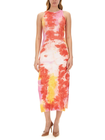 Shop Msgm Dress With Tie & Dye Treatment In Multicolor