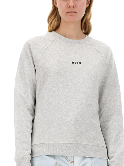 Shop Msgm Sweatshirt With Logo In Grigio