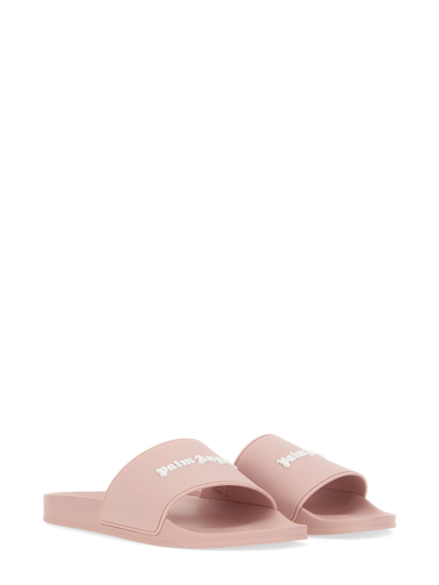 Shop Palm Angels Slide Sandal With Logo In Rosa