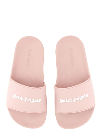 Shop Palm Angels Slide Sandal With Logo In Rosa