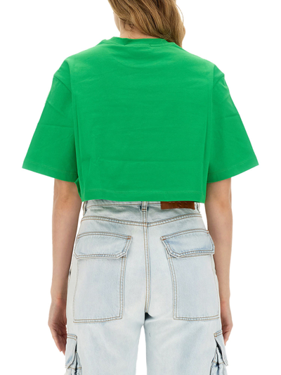 Shop Msgm T-shirt With Logo In Verde