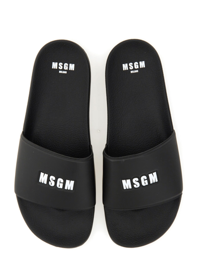 Shop Msgm Slide Sandal In Nero