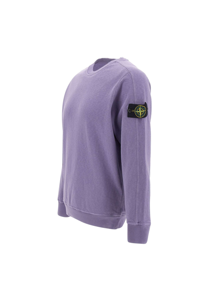 Shop Stone Island Cotton Sweatshirt In Purple