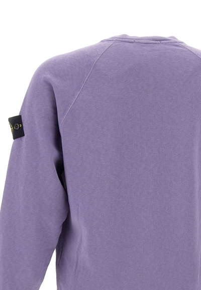 Shop Stone Island Cotton Sweatshirt In Purple