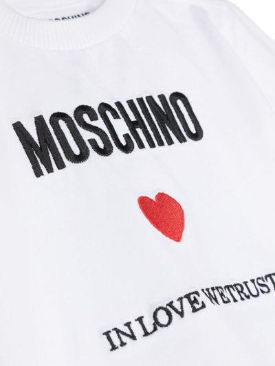Shop Moschino Body Con Ricamo In White