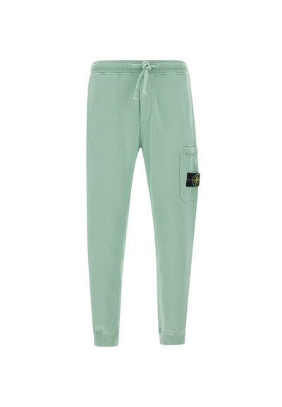 Stone Island Logo Patch Drawstring Sweatpants In Green