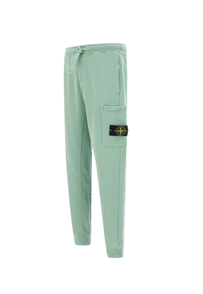 Stone Island Logo Patch Drawstring Sweatpants In Green