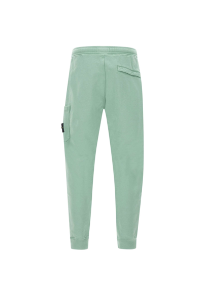 Stone Island Logo Patch Drawstring Sweatpants In Green