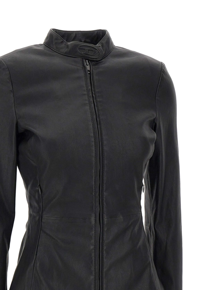Shop Diesel L-sory-n1 Leather Jacket In Black