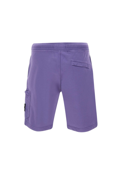 Shop Stone Island Cotton Shorts In Lilac