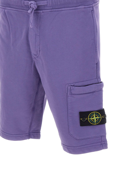Shop Stone Island Cotton Shorts In Lilac