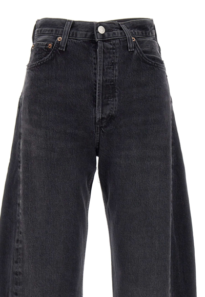 Shop Agolde Luna Pieced Organic Cotton Jeans In Black