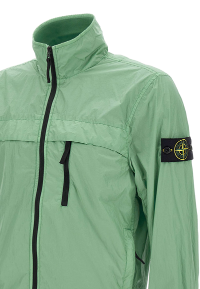 Shop Stone Island Garment Dyed Crinkle Reps Ny Jacket In Green