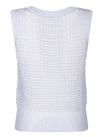 Shop Brunello Cucinelli Deep Neckline Beige Vest In White