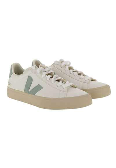 Shop Veja Campo Chromefree Sneakers In White-green