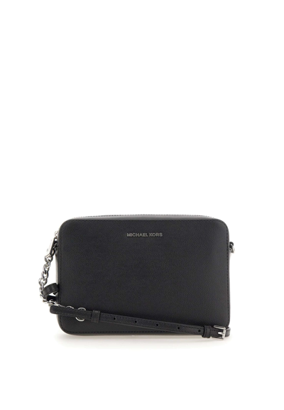 Shop Michael Michael Kors Lg Ew Crossbody Leather Bag In Black