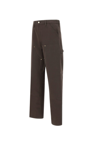 Shop Carhartt Double Knee Organic Cotton Trousers In Brown